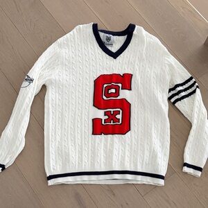 Men’s Chicago Sox White and Red Cable Knit Sweater